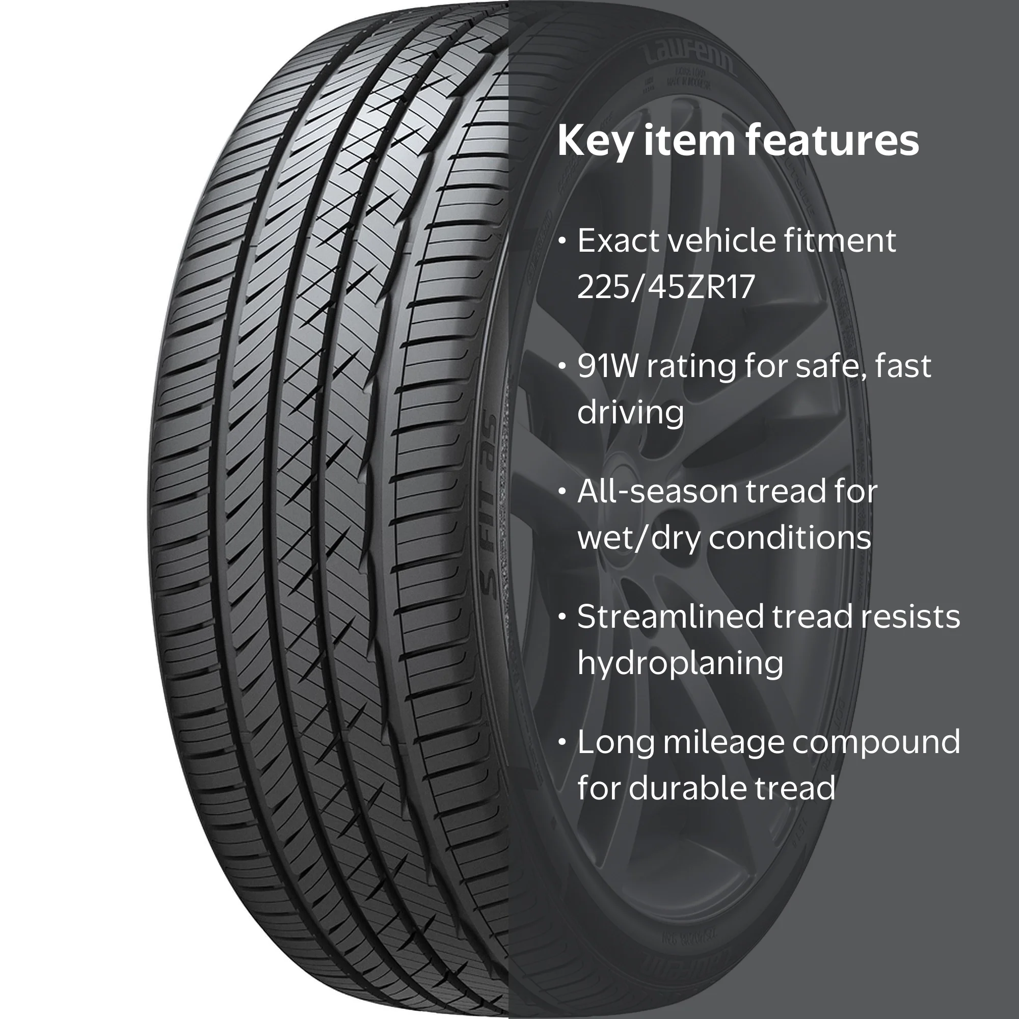 225/45ZR17 91W LAUF S FIT AS LH01 BW - Walmart.com
