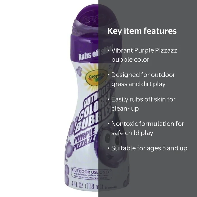 Crayola Purple Outdoor Color Bubbles, Bubble Blowing Toy, 5.19