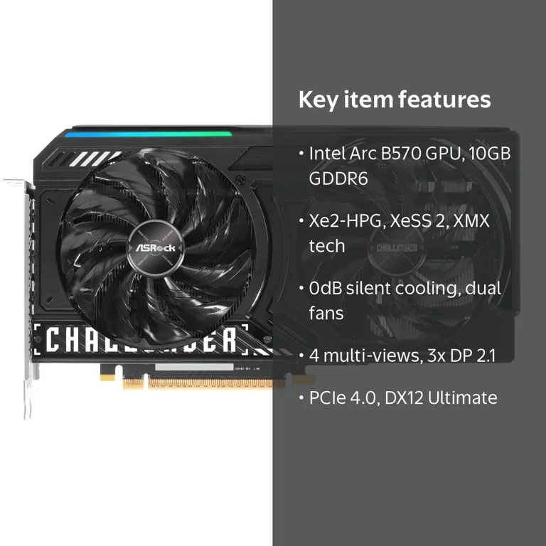 Intel ARC B570 10GB 新品未開封 ASRock, Graphics Card, Intel Arc B570, 10GB GDDR6, PCIe 4.0