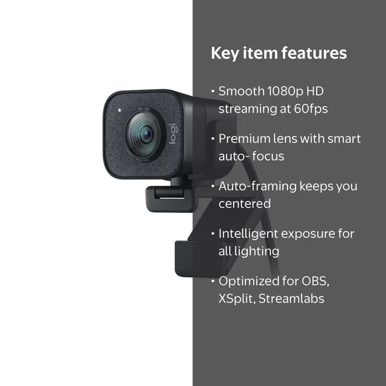 Logitech StreamCam, Live Color Streaming Camera, 1080p HD, USB-C