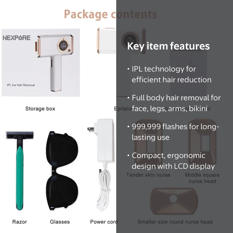 NEXPURE Portable IPL Laser Hair Removal Machine, 999,999 Flashes