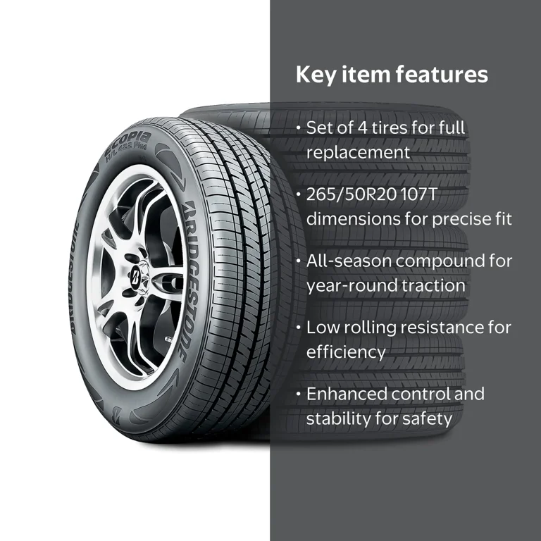 Bridgestone Ecopia H/L 422 Plus All Season Tires, Set of 4, 265