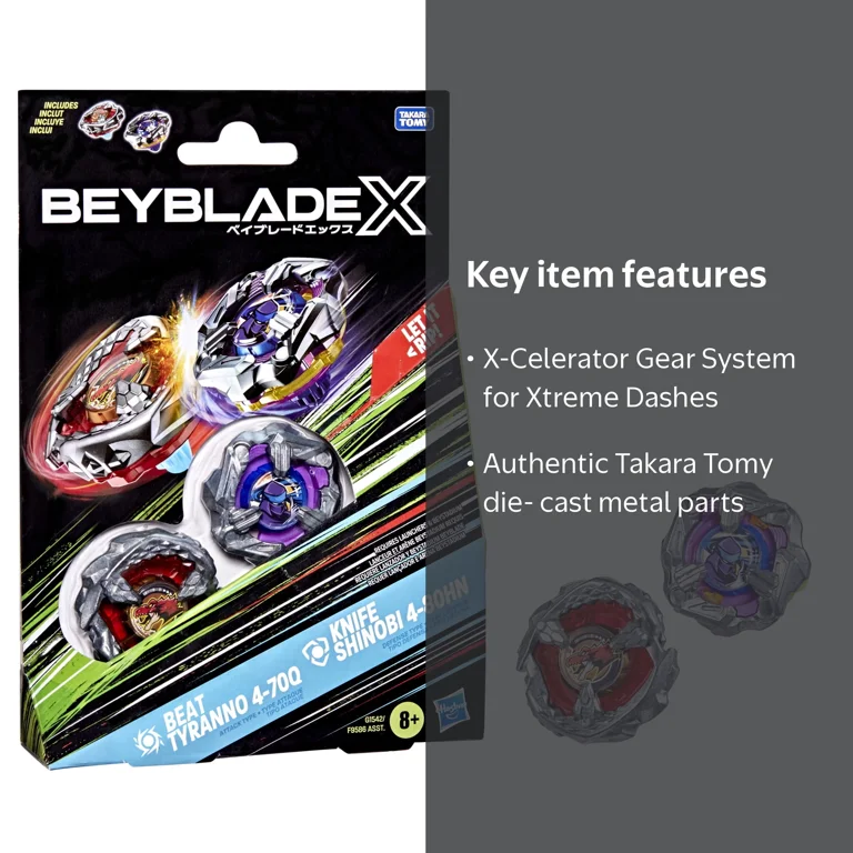 Beyblade X Beat Tyranno 4-70Q & Knife Shinobi 4-80HN Dual Set