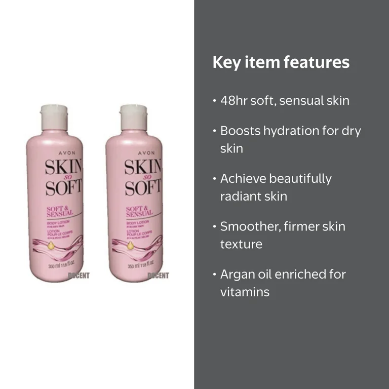2Pck Avon Skin so Soft 48Hours of Soft & Sensual Body Lotion For Dry Skin 11.8oz