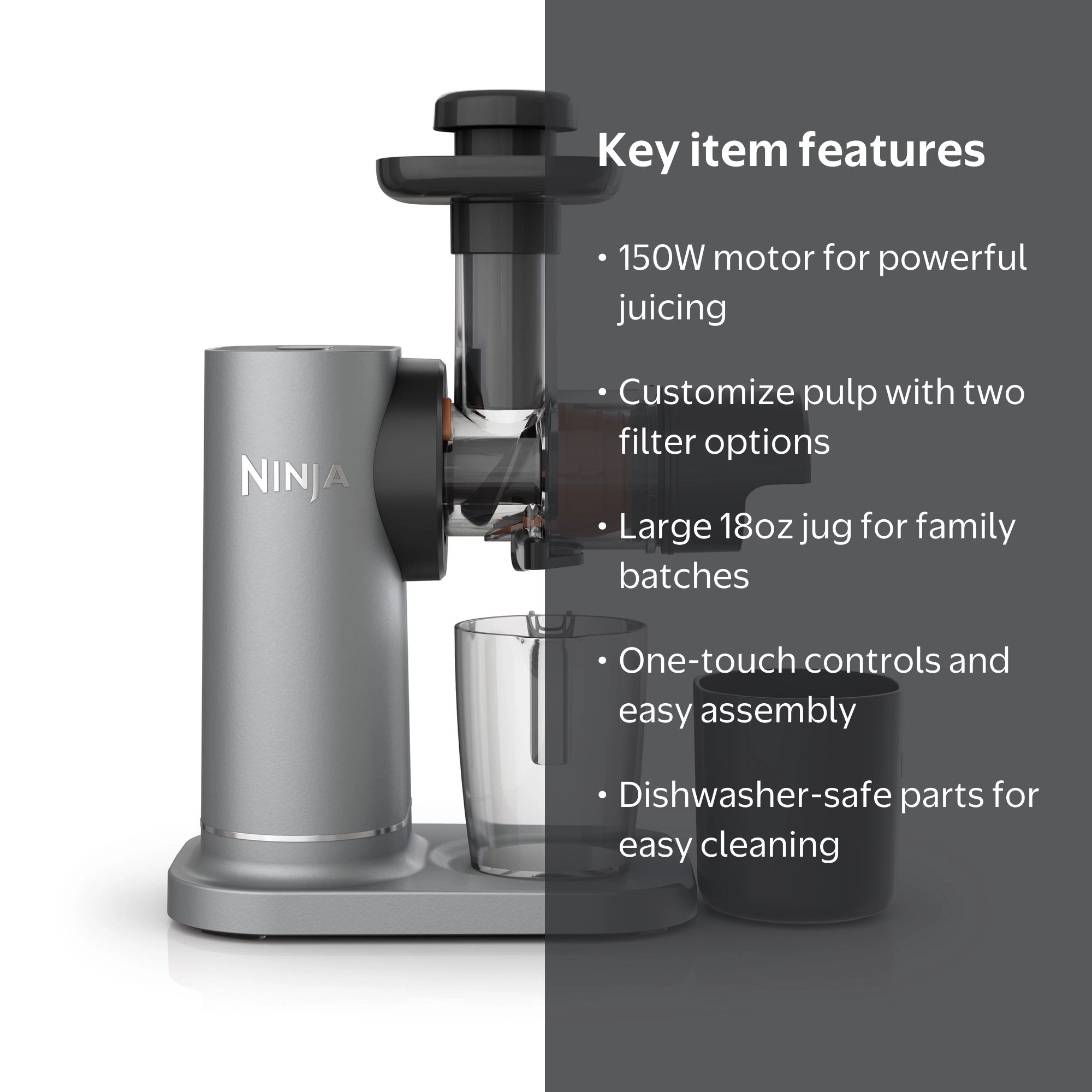 Free Shipping! Ninja Cold Press Juicer 150W with 18oz Jug, 30oz