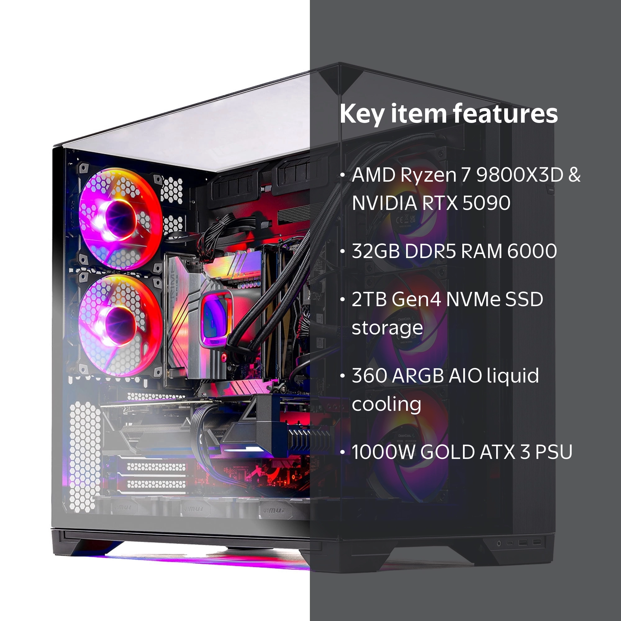 Skytech Gaming O11 Vision Gaming PC, AMD Ryzen 7 9800X3D 4.7GHz