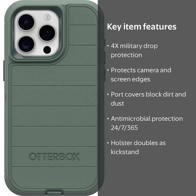 OtterBox Defender Series Pro Rugged Cell Phone Case for iPhone 15