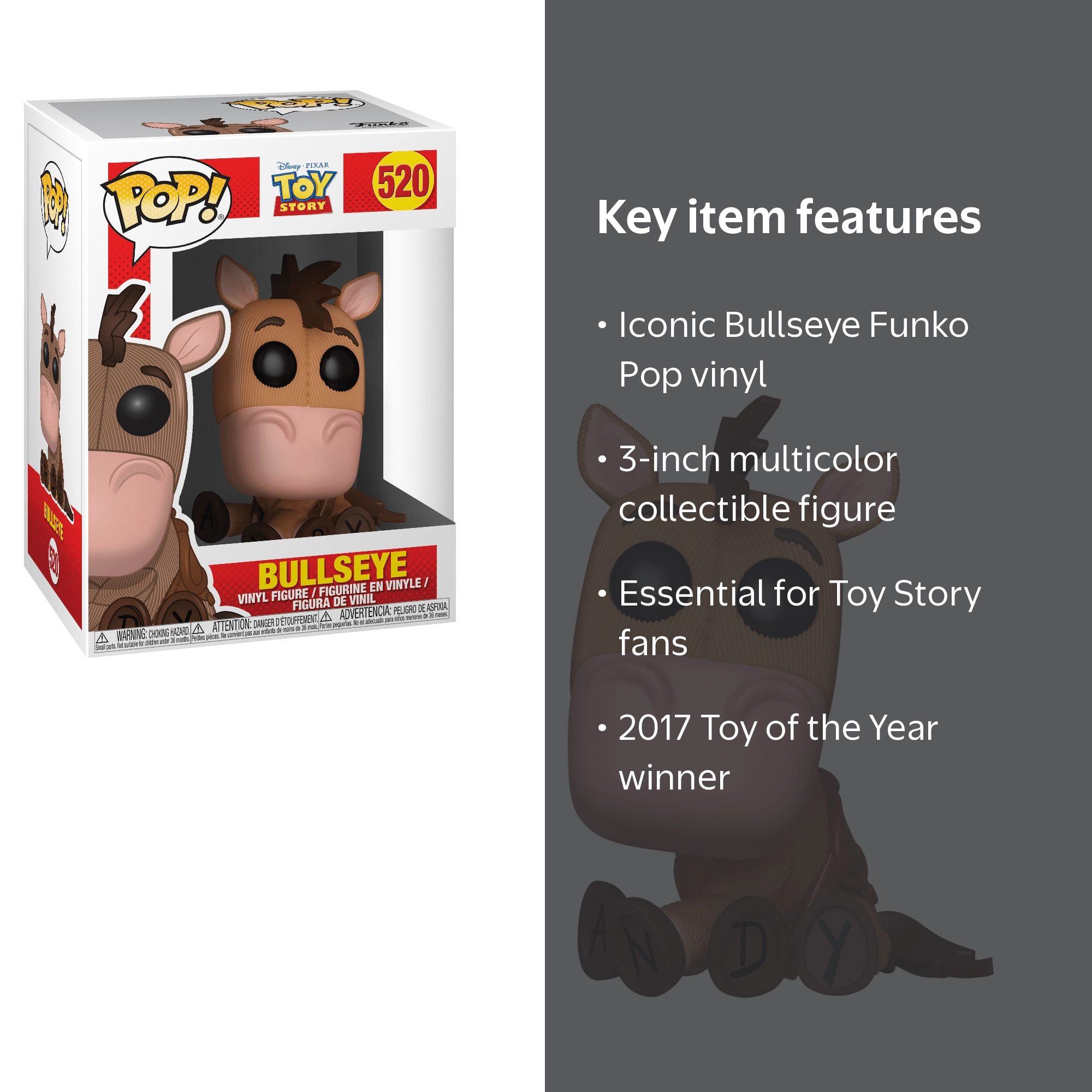 Funko, POP, Toy Story - Bullseye, 3 inch stylized vinyl figure