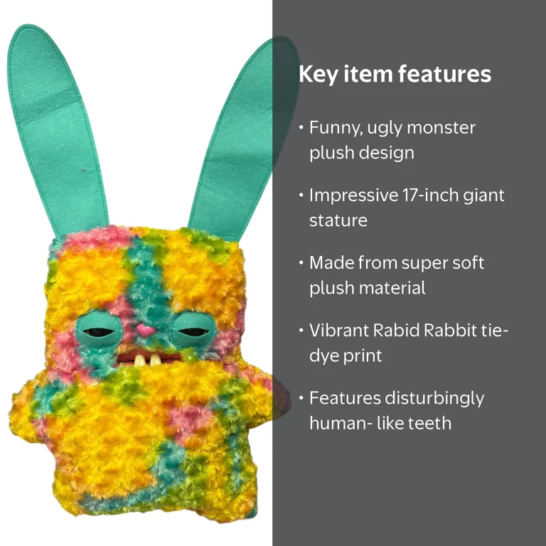 Fuggler, Plush Bigg Fuggs, 17 inches, Rabid Rabbit tie dye