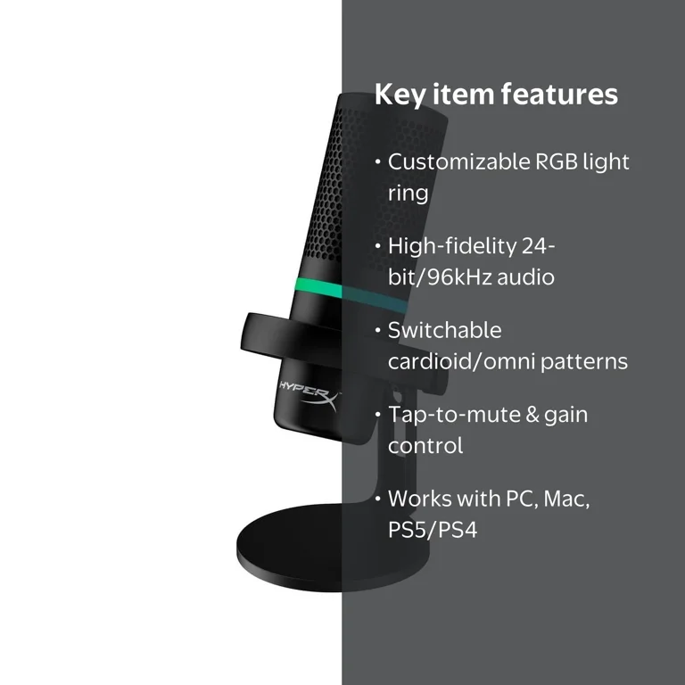 HyperX DuoCast – RGB USB Condenser Microphone for PC, PS5, PS4