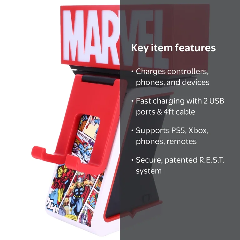 Cable Guys LED IKONS: Marvel Red Brick Logo - Charging Phone