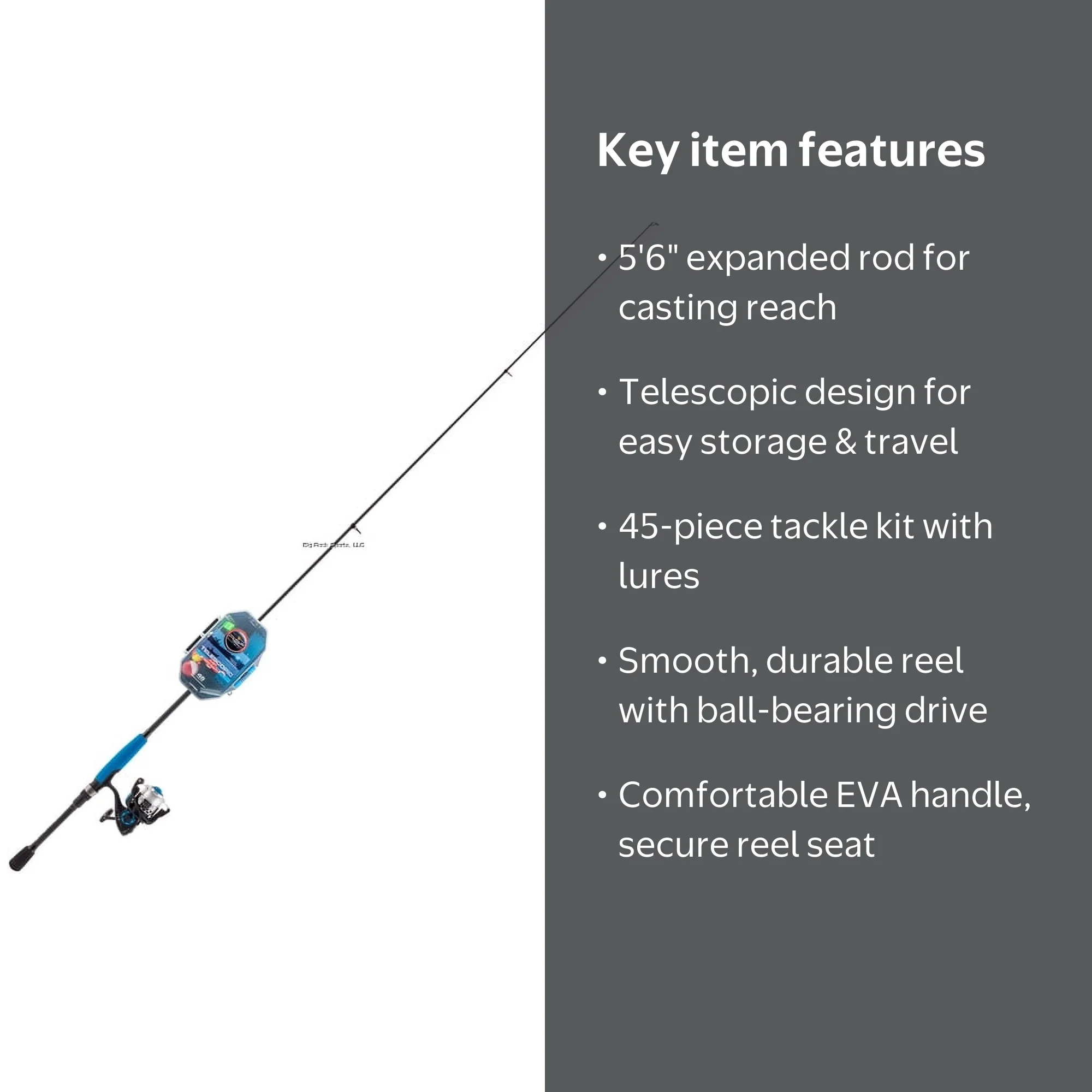 South Bend R2F Just Add Bait Telescopic Fishing Rod & Reel Spin