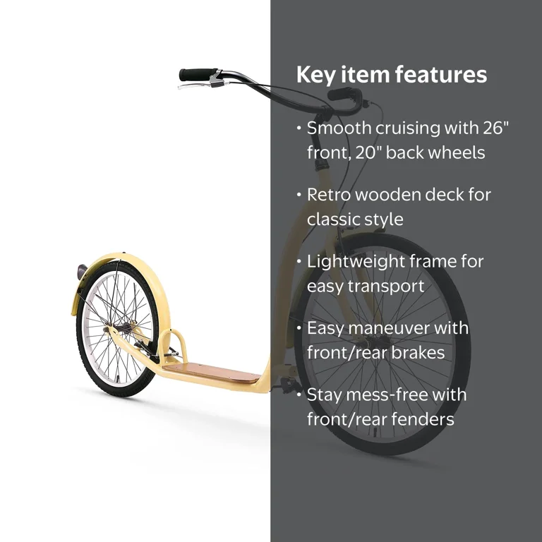 sixthreezero Around the Block Adult Kick Scooter, Single-Speed, 26