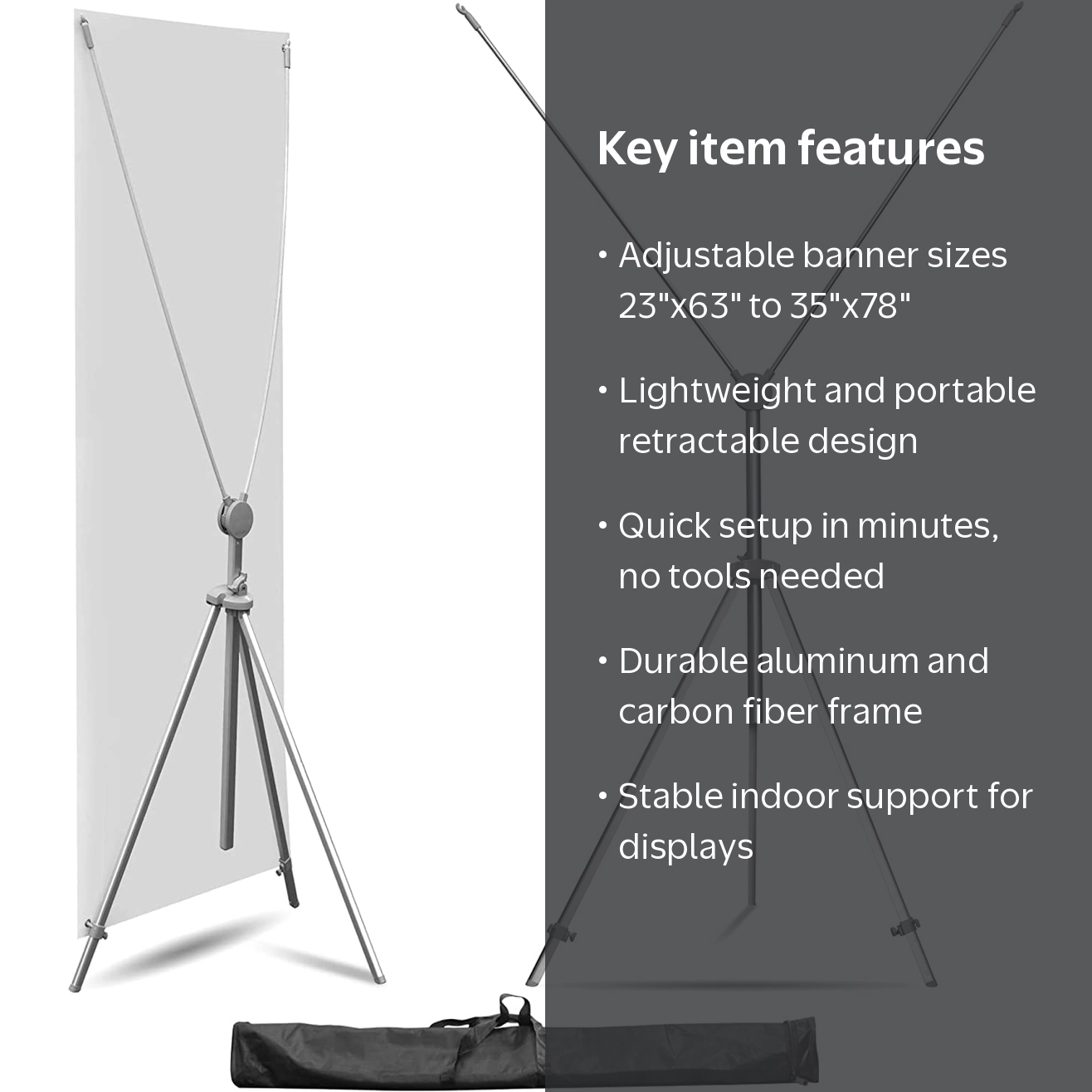 Anley Adjustable X Banner Stand with Travel Bag - Portable