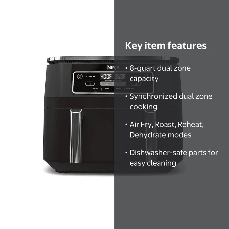 Ninja, Restored 8 qt 2-Basket Air Fryer, DualZone Technology