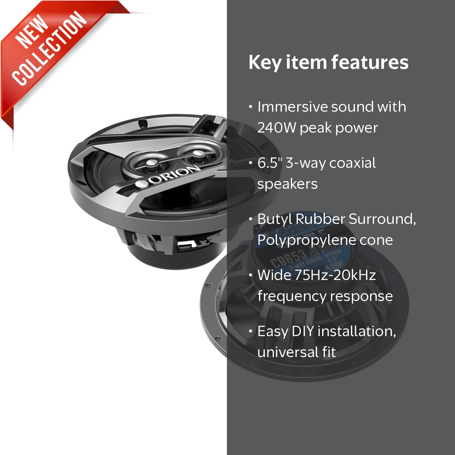 Orion Cobalt CB653 6.5” 3-Way 280W MAX Full Range Coaxial Speaker
