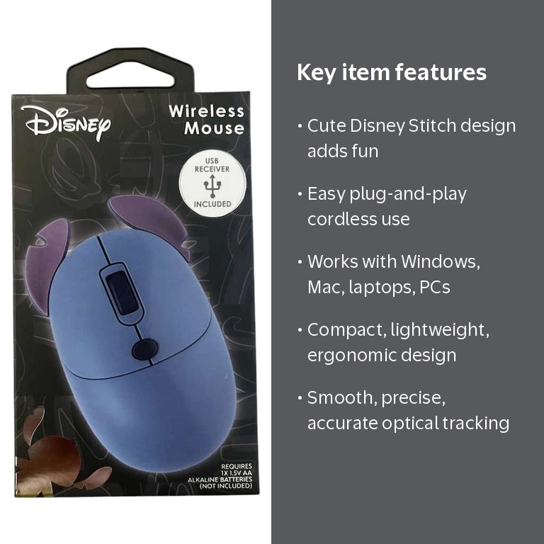 Disney Stitch Wireless Mouse for Computer, USB Receiver Included