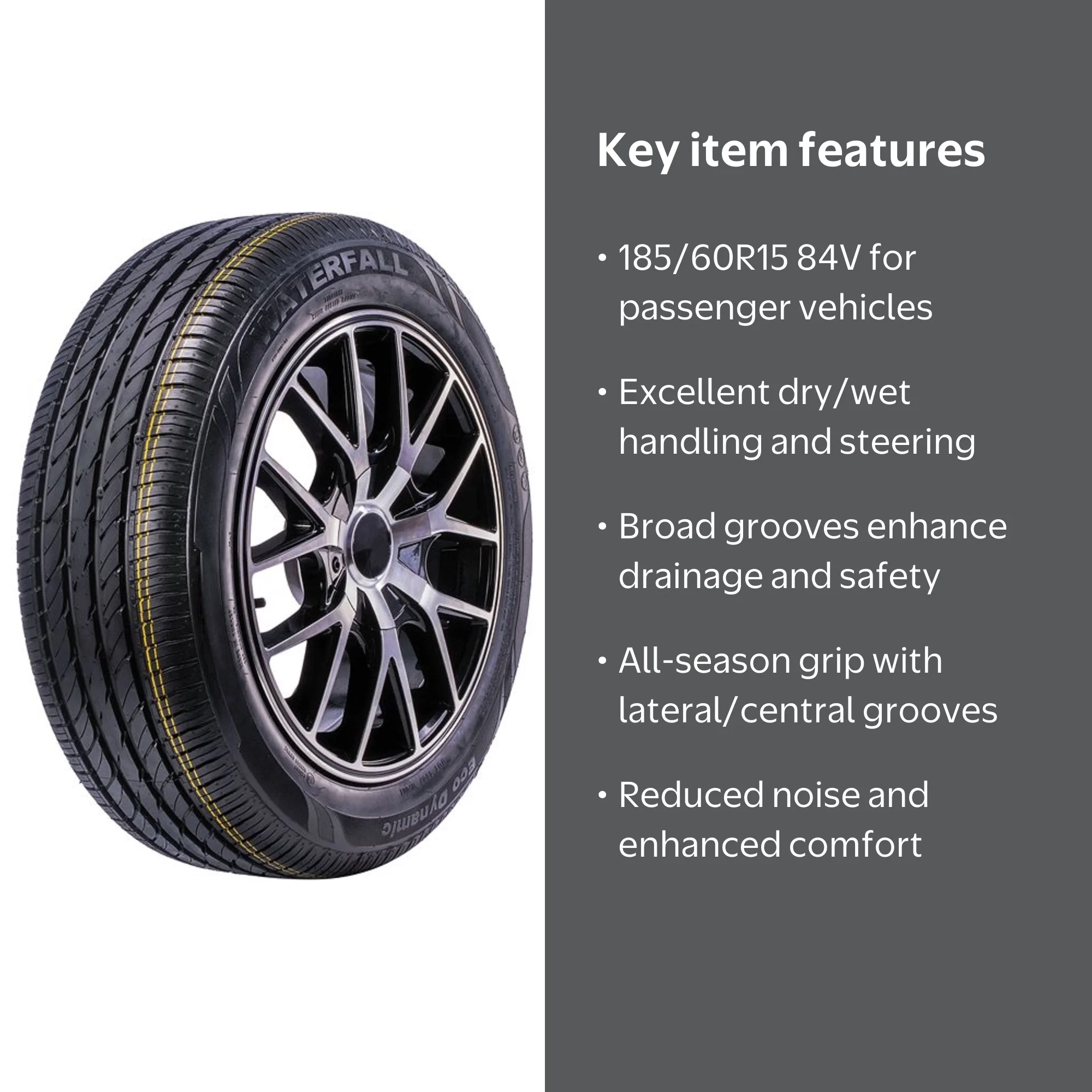 Waterfall All-Season Eco Dynamic 185/60R15 84V Passenger Tire for