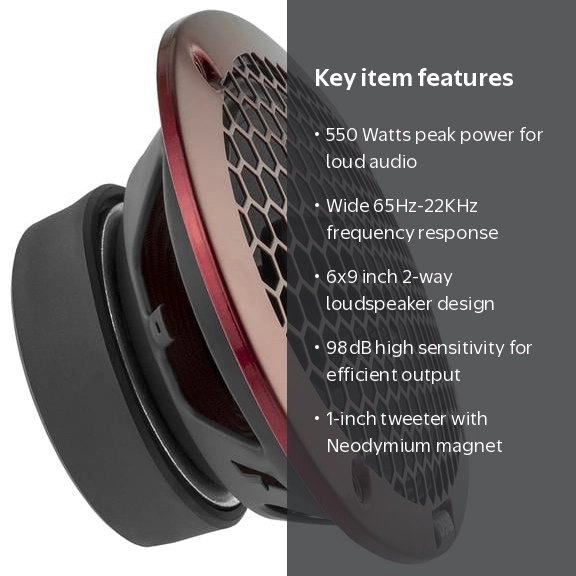 DS18 PRO-ZT69 2-Way Midrange Car Speakers, 6x9 Inches, 550 Watts