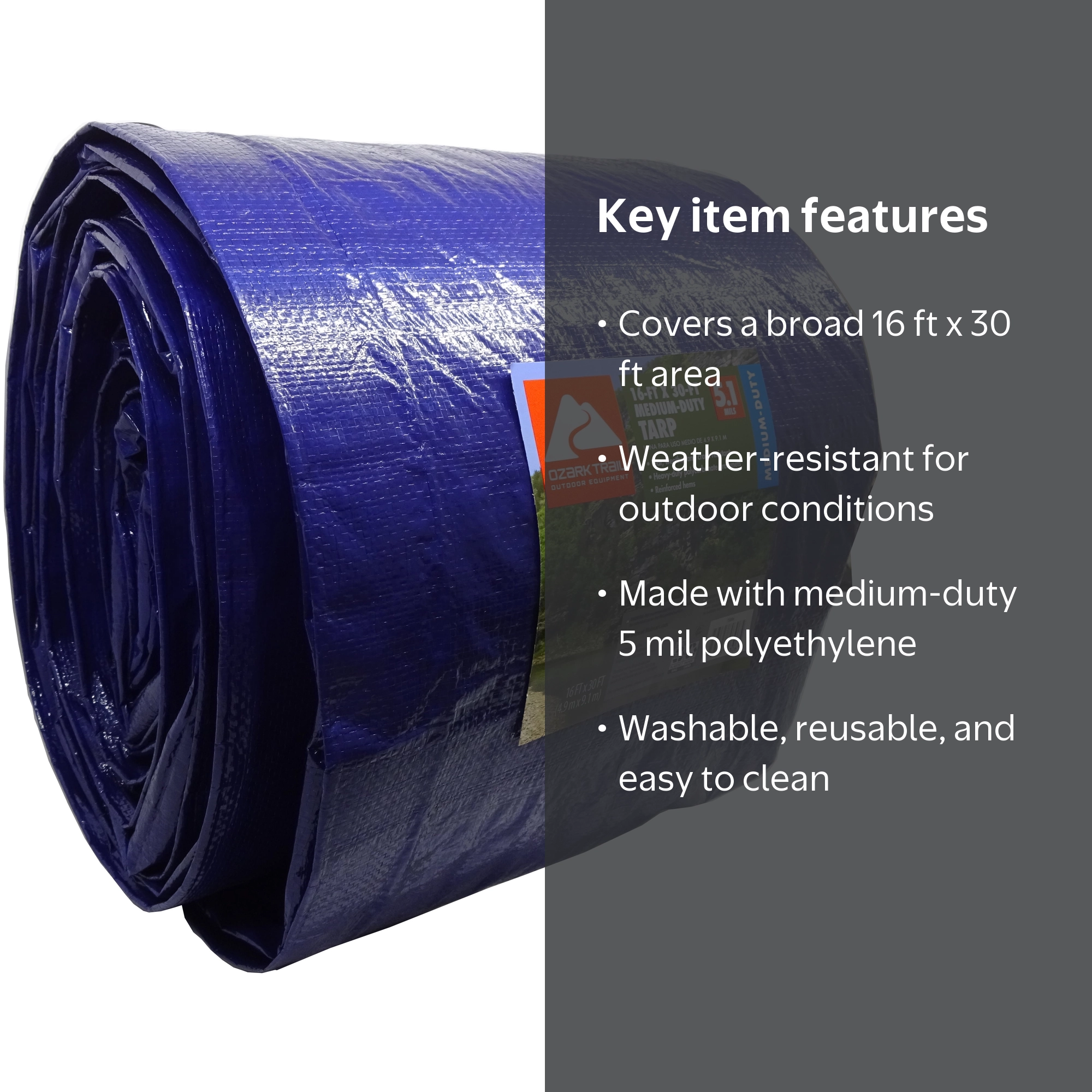 Free Shipping! Ozark Trail Medium Duty Tarp 16' x 30' PE Material
