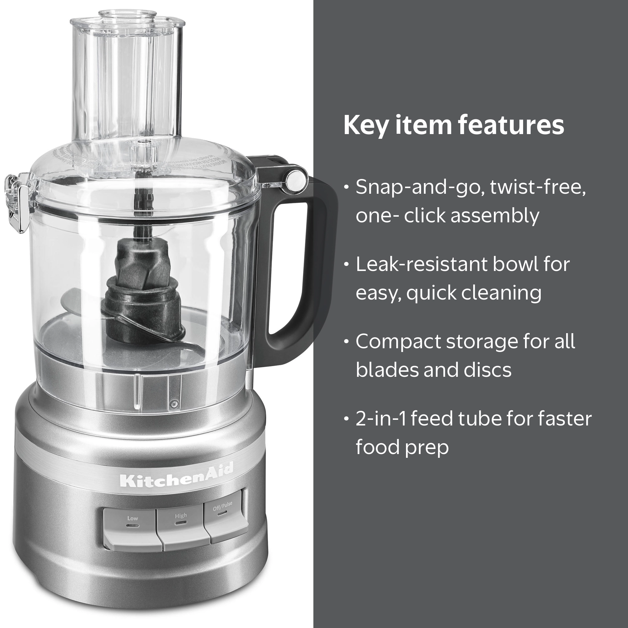 KitchenAid, Food Processor, KFP0718, 7 Cup Contour Silver