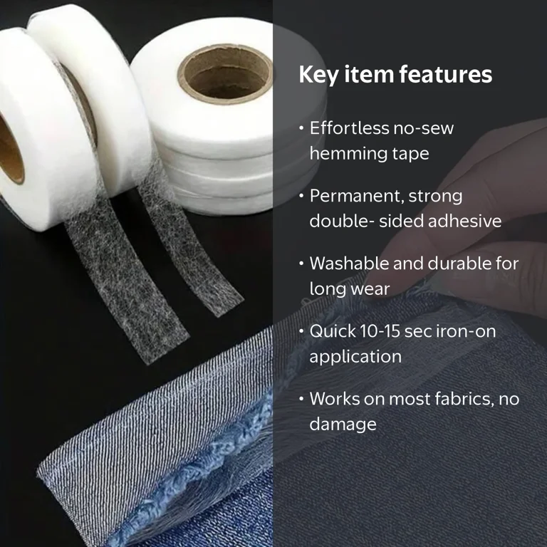 KDSJSXW, No Sew Iron On Hemming Tape, Extra Strong, Cloth, 2m