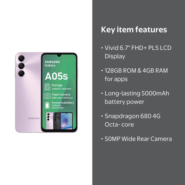 Samsung Galaxy A05s 128GB 4GB, Android, 6.7