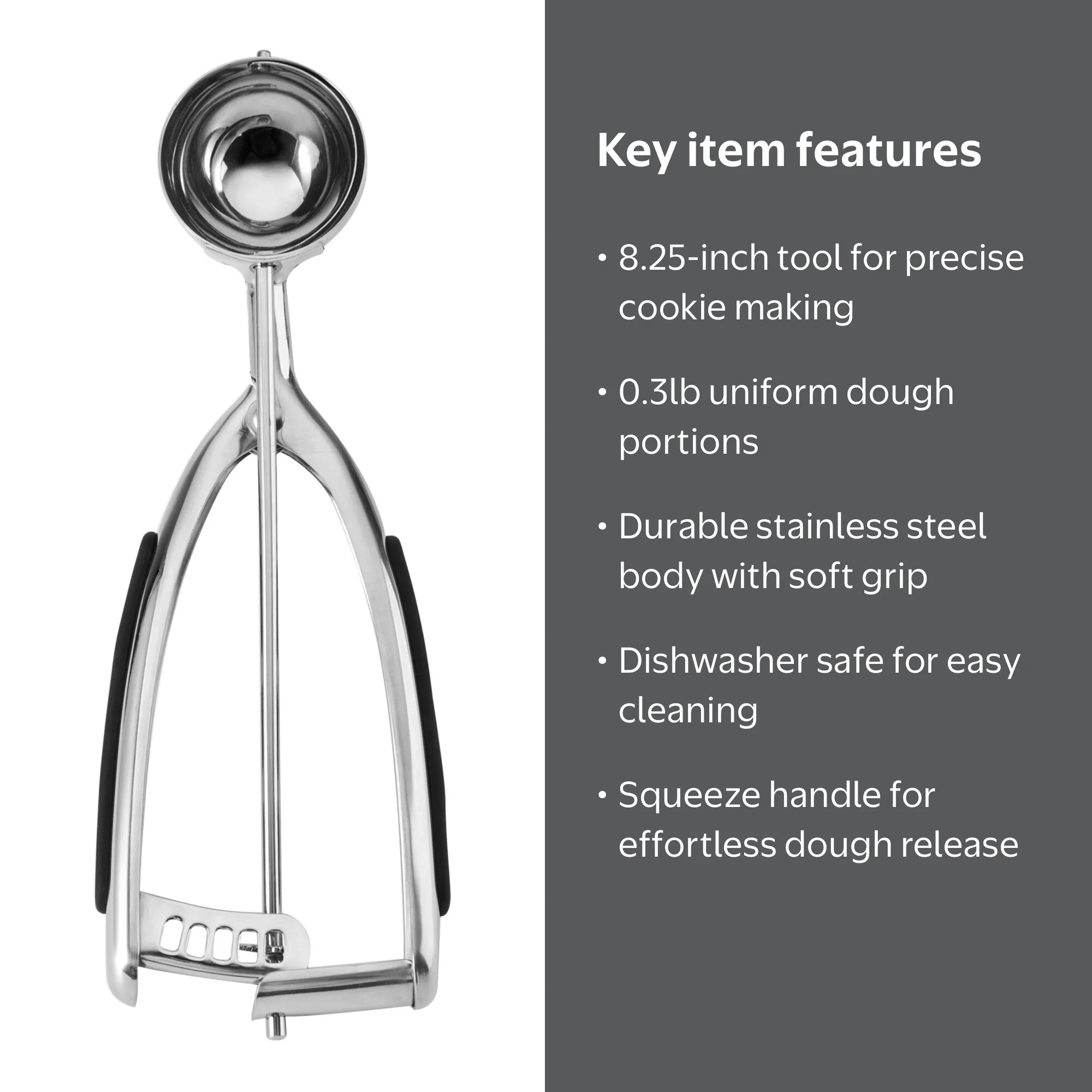 KitchenAid Stainless Steel Cookie Dough Scoop 0.3 lb Black