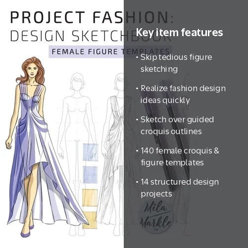 Project Fashion: Design Sketchbook (Female Figure Templates) by Mila Markle (Paperback)