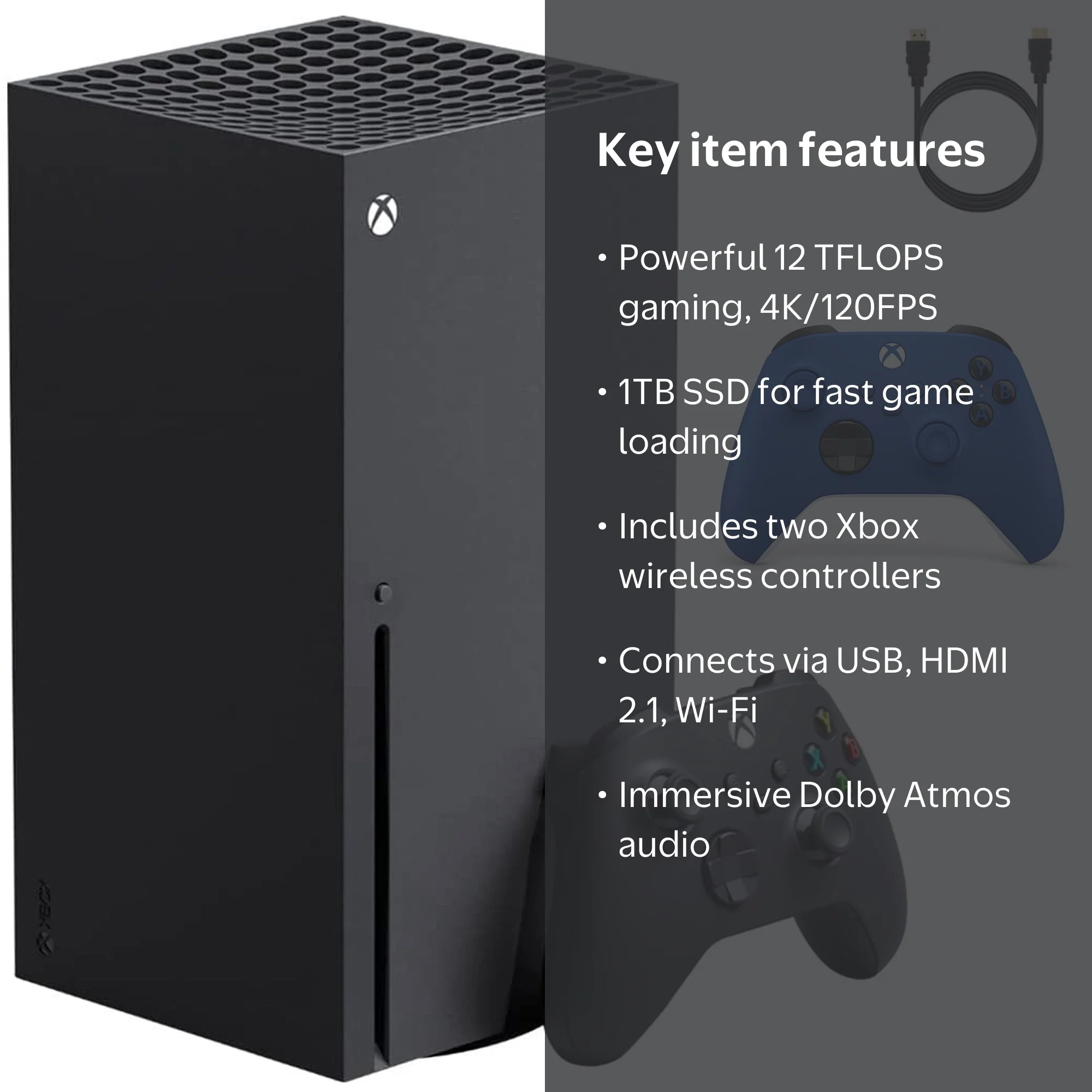 Microsoft Xbox Series X 1TB, 2 Controllers (Black, Blue) +