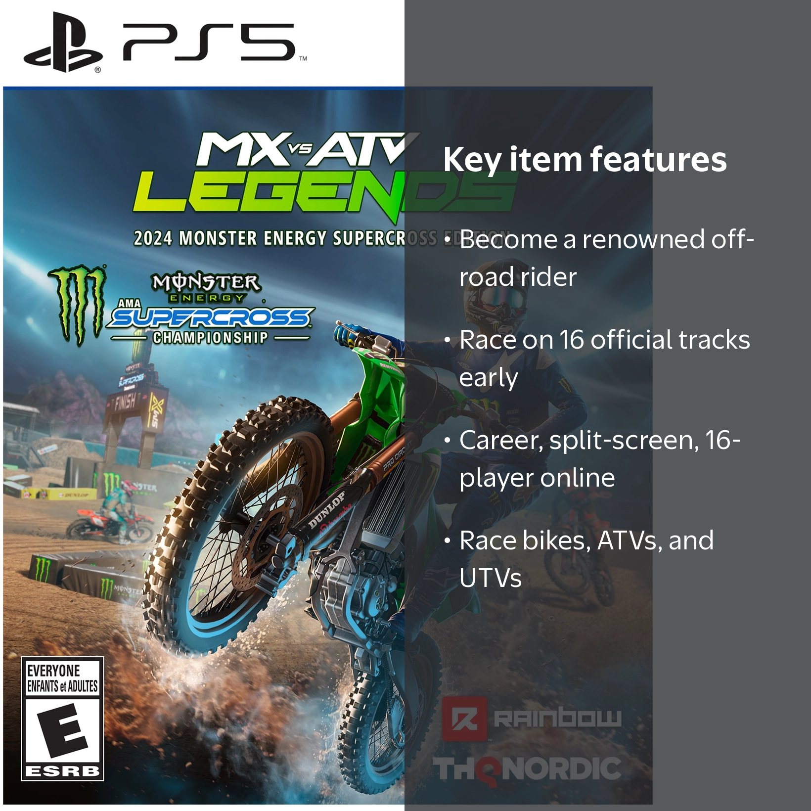 Free Shipping! THQ Nordic MX vs ATV Legends 2024 Monster Energy