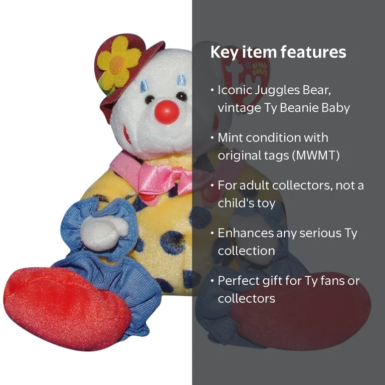 Ty Beanie Baby Plush Toy: Juggles the Bear | Perfect Birthday Gift