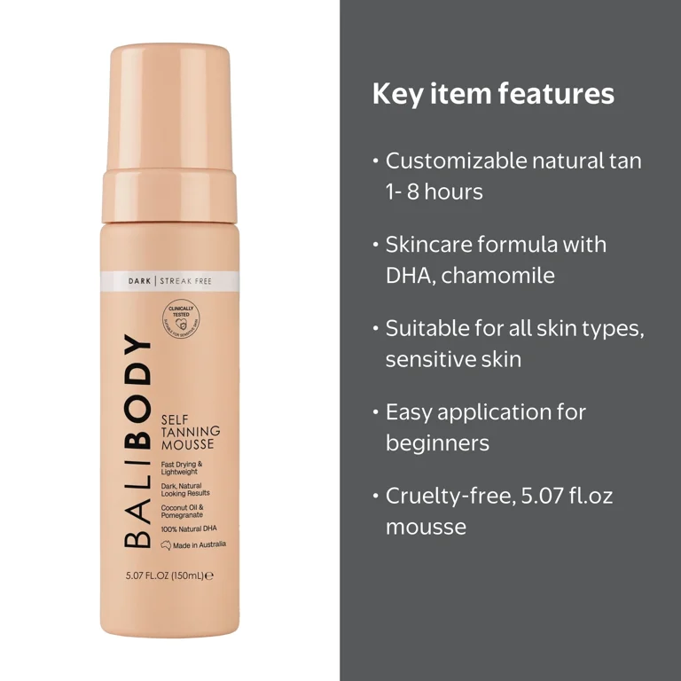 Bali Body Sunless Self Tanner Mousse Dark, 5.07 fl.oz - Walmart.com