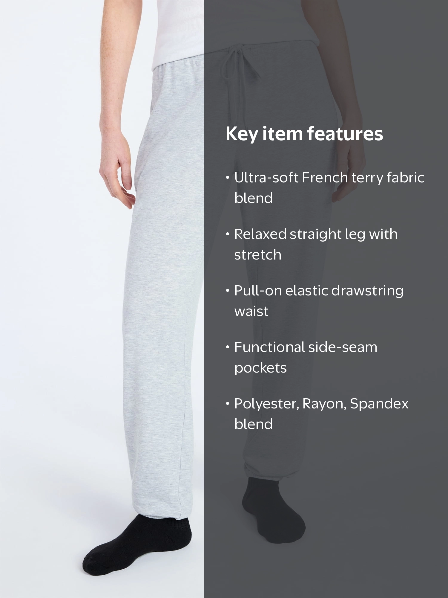 Joyspun Women's French Terry Knit Jogger Lounge Sleep Pants, 29