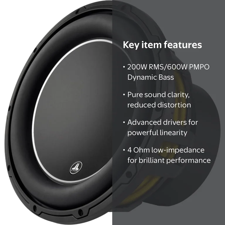 ゆん JL Audio 12W6v3-D4 Subwoofer,100 - 200 W RMS, 4 Ohm Impedance Bass