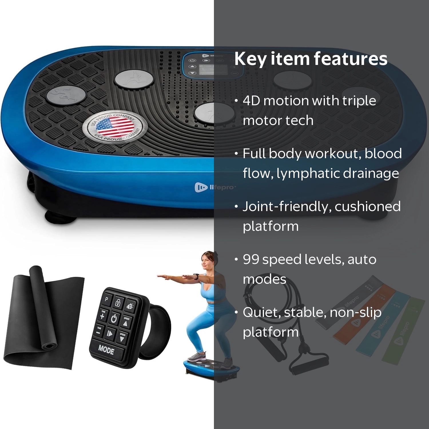 LIFE FITNESS フリップタイヤ60kg＋HSボックス ⚠️手渡し限定⚠️ LifePro Rumblex Plus 4D Vibration Exercise Board, Home Fitness