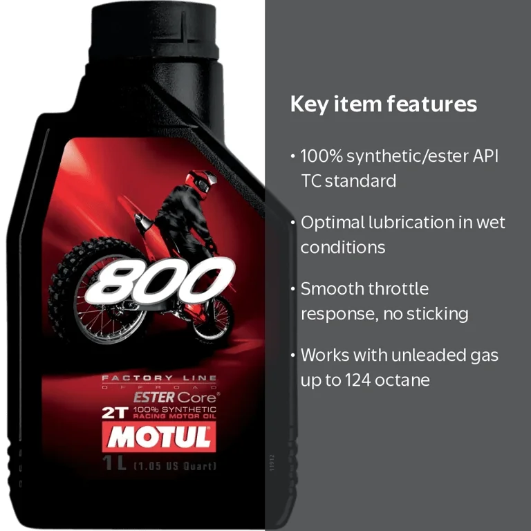 Motul, 800 2T Off-Road Synthetic Oil, 1L 104038, Wet Motorcycle