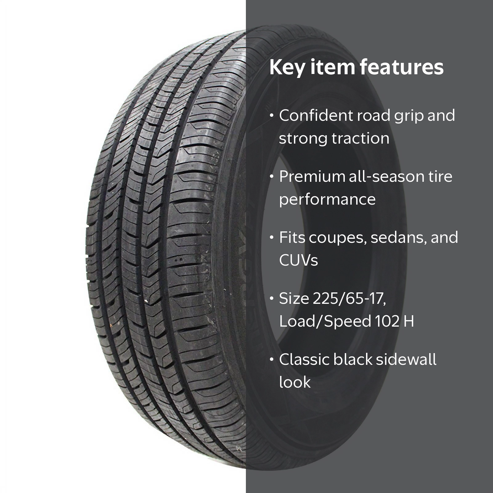 tk225/65r171本 Hankook Kinergy PT 225/65-17 102 H All-Season Tire with 90,000