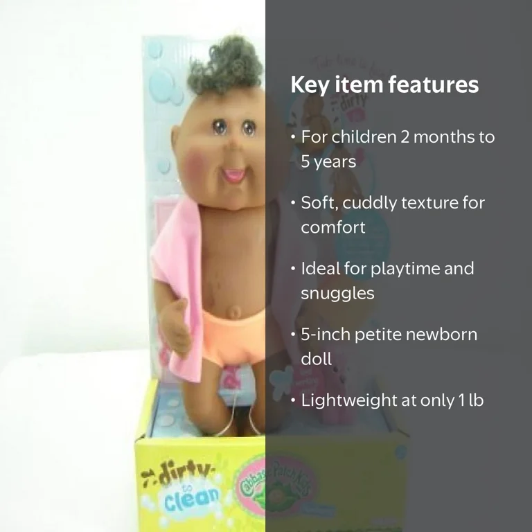 Cabbage Patch Kids Newborn Doll, Dirty to Clean, African American
