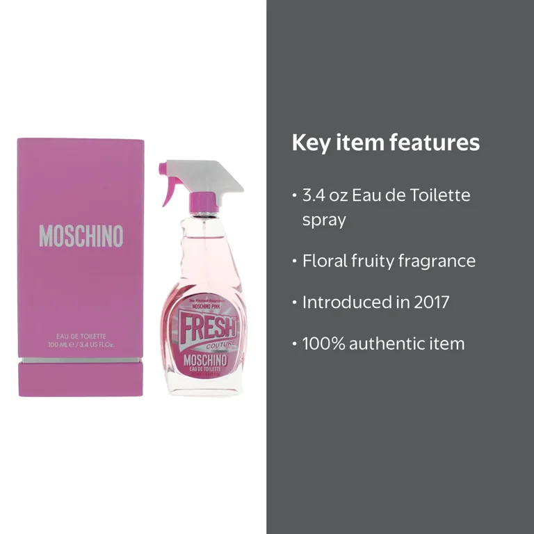 Moschino Fresh Pink Couture Eau de Toilette Perfume for Women, 3.4