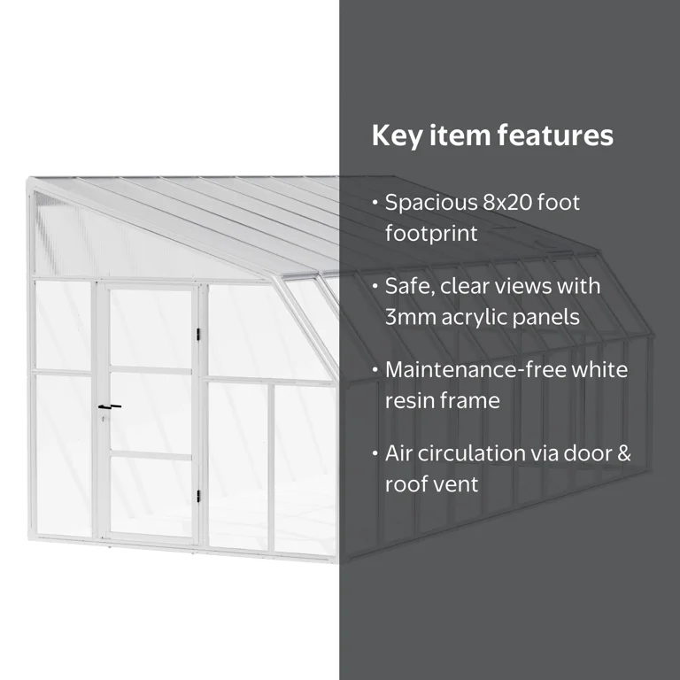Canopia Sun Room 8'x20' Greenhouse, Polycarbonate Walk-In, Roof