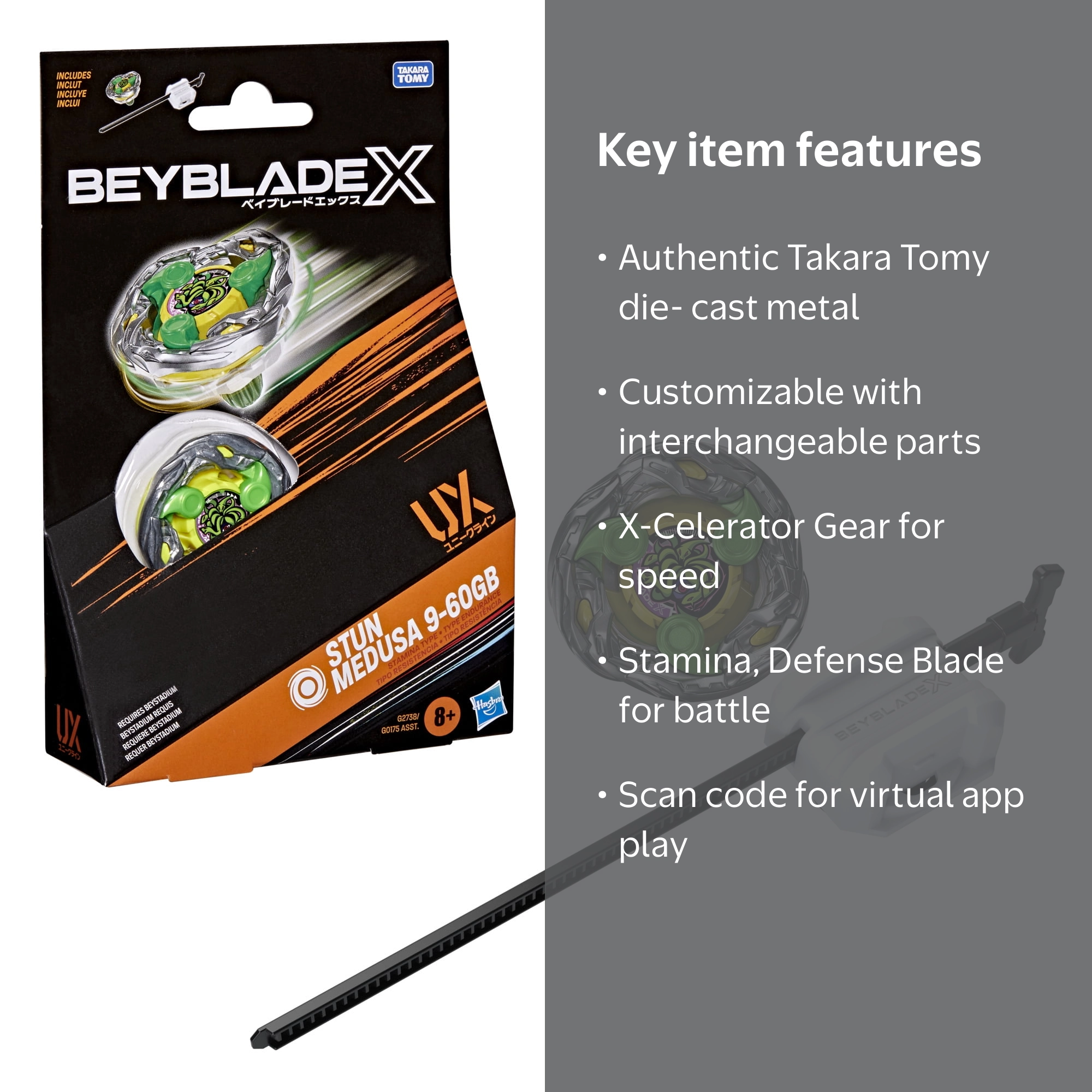 Beyblade X Stun Medusa 9-60GB UX Starter Pack Set with Stamina