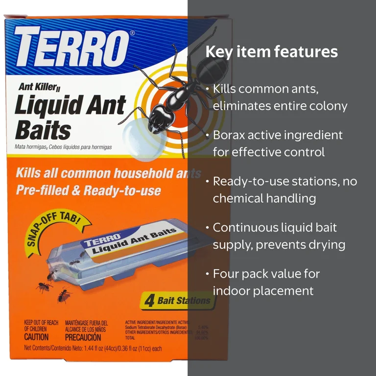 TERRO, Liquid Ant Baits, 4 Pack, Ready-to-Use Liquid Ant Trap