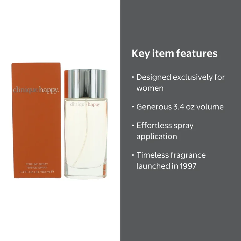 Clinique Happy 3.4 oz Perfume Spray for Women, Fresh and Long