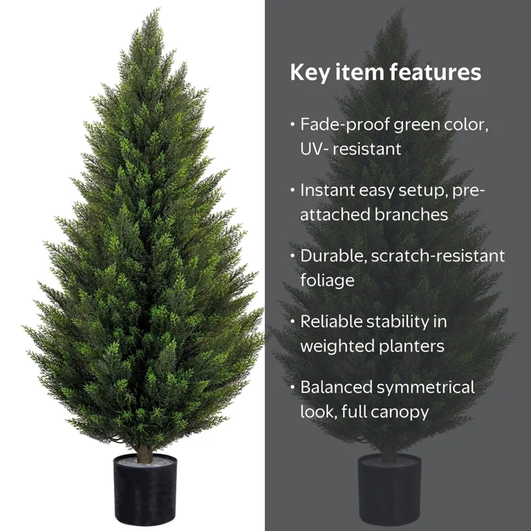 ROMSWI Artificial Cedar Tree, 2 Pack, 5 ft Tall Faux Topiary