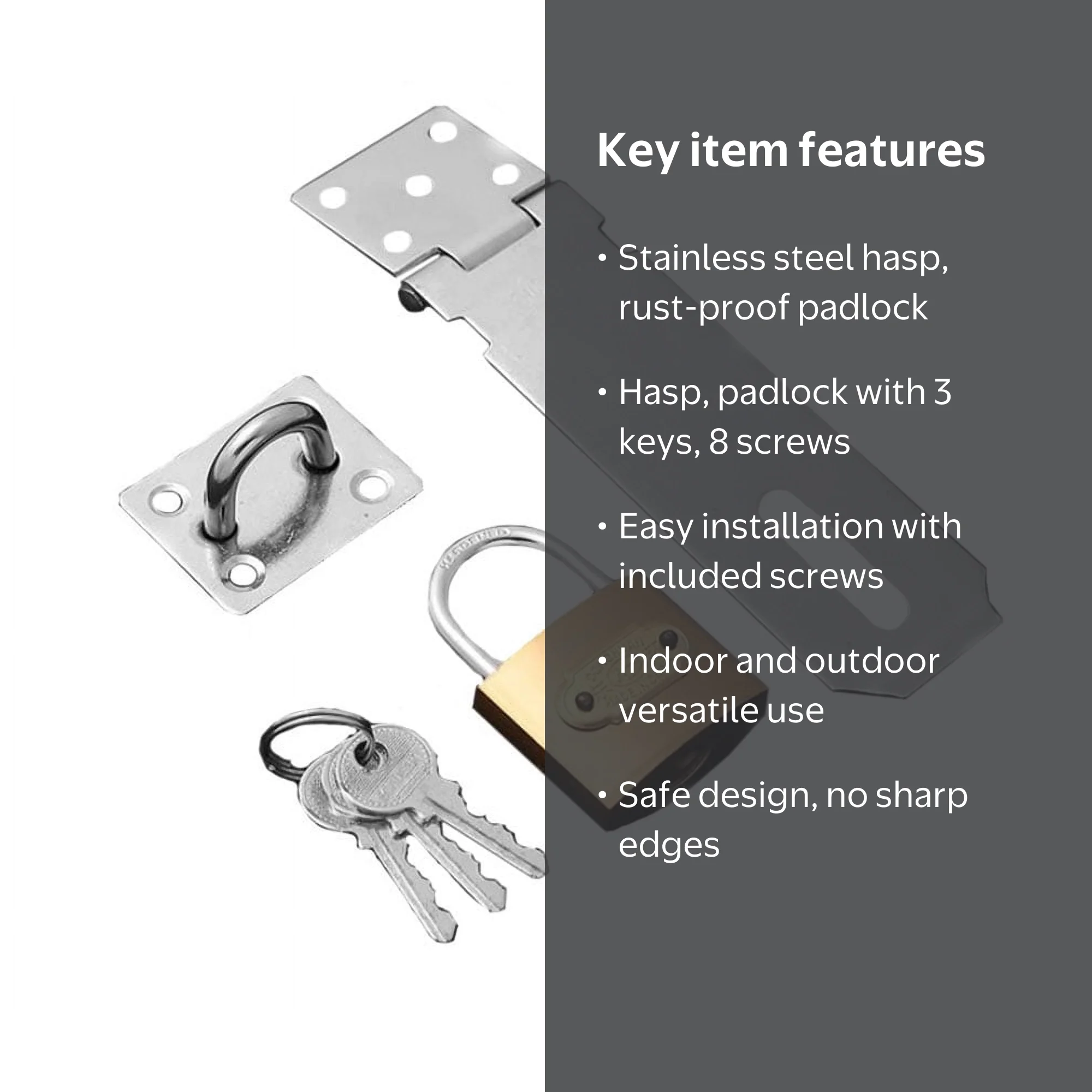 WJXJJ Stainless Steel Latch Lock Hasp Set, 4.96