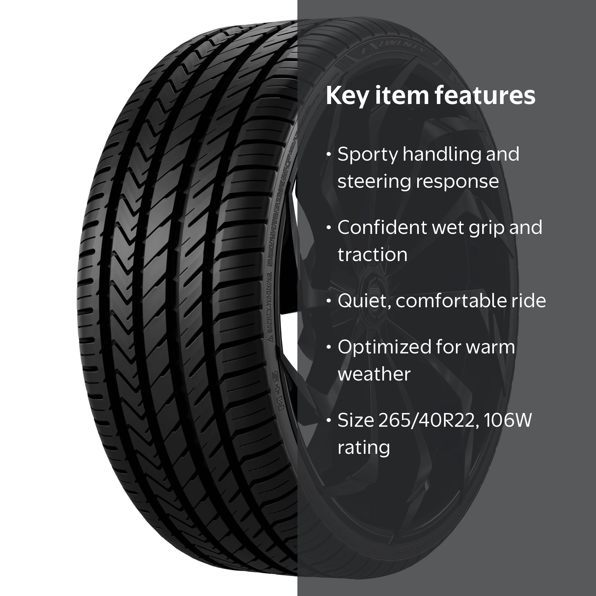 Lexani, Passenger Tire, 265/40R22, Black, 55,000 Mile Limited