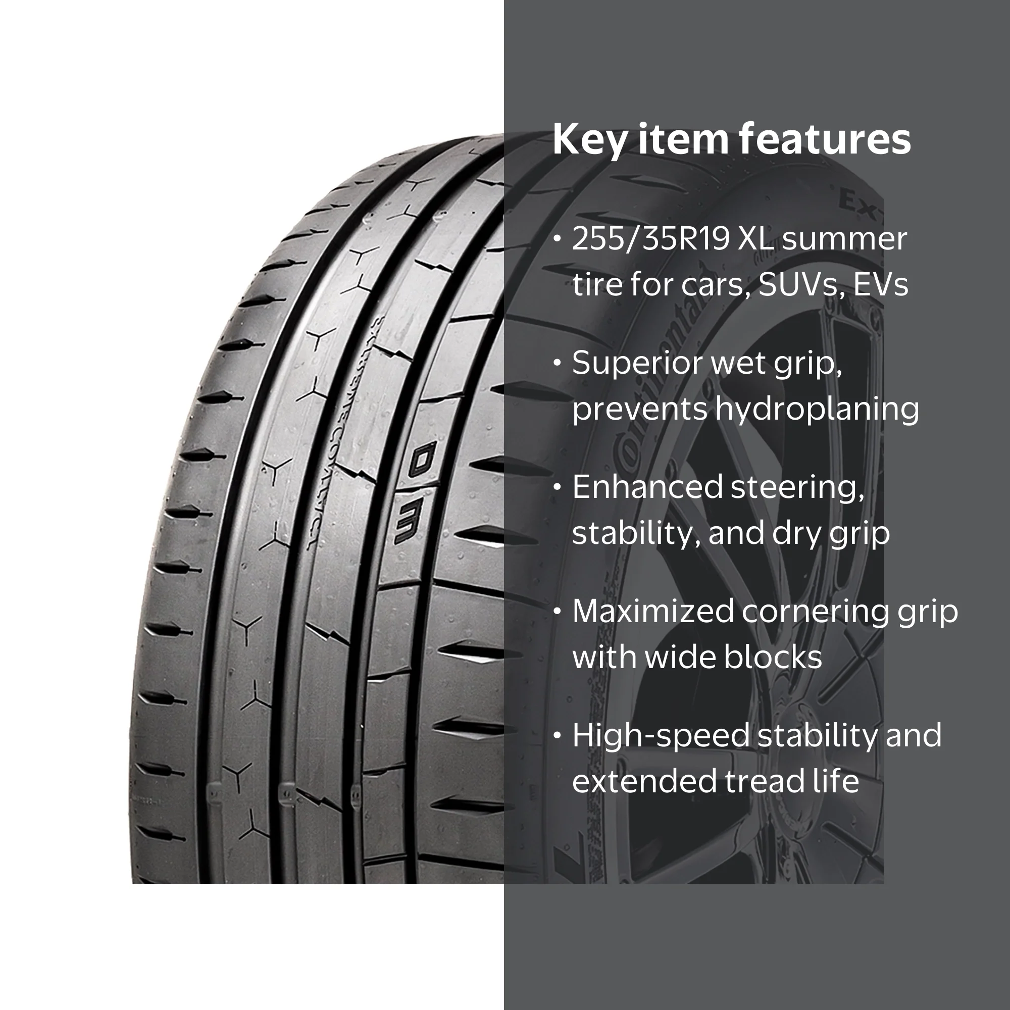 Continental ExtremeContact Sport 02 Summer Tire, 255/35ZR19 96Y XL