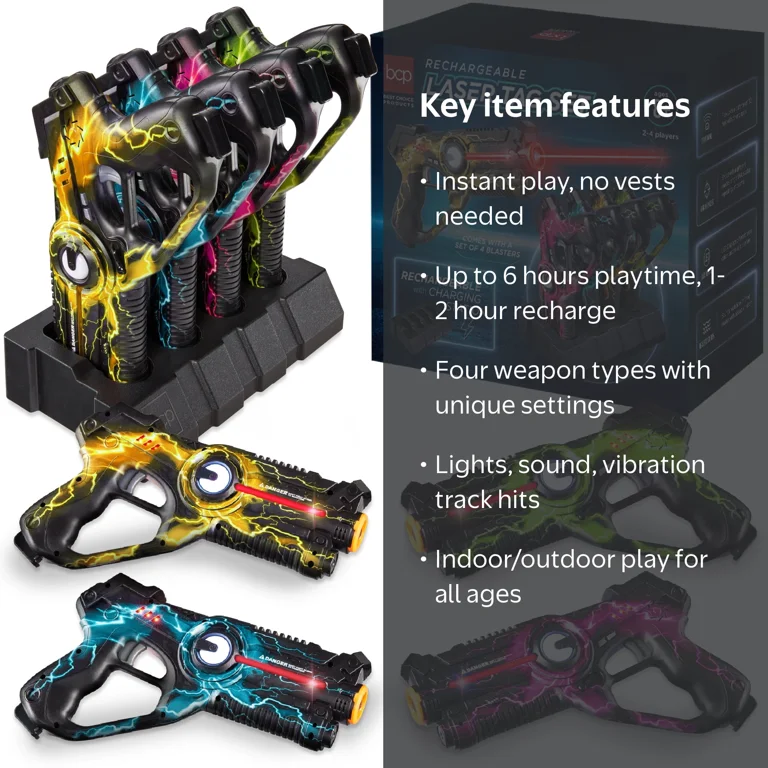 Best Choice Products Rechargeable Laser Tag Blaster Set, 4 Colors