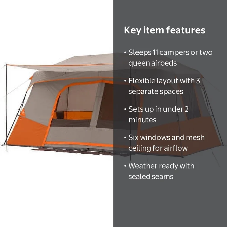 11-Person Instant Cabin Tent with Private Room – Family Camping